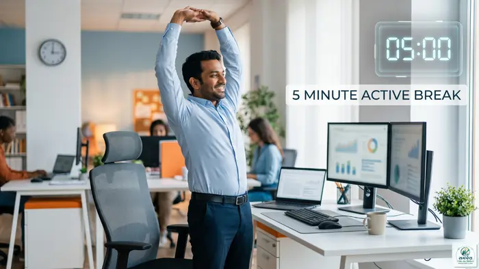 બેઠાડુ જીવન (Desk Job) વાળા લોકો માટે દર કલાકે કરવાની ૫ મિનિટની કસરત