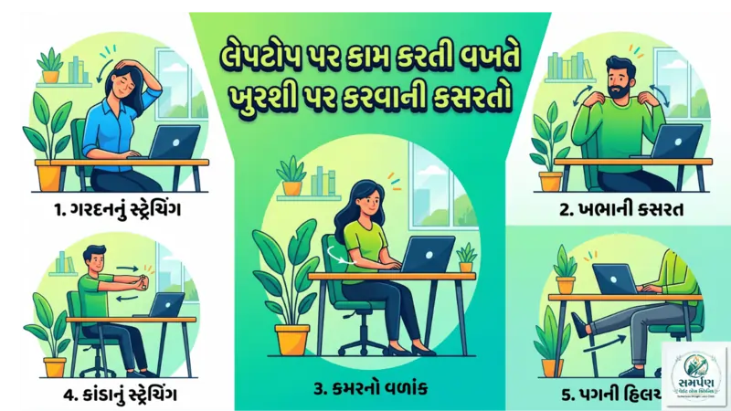 . લેપટોપ પર કામ કરતા લોકો માટે ખુરશી પર બેઠા-બેઠા કરવાની ૫ કસરતો.