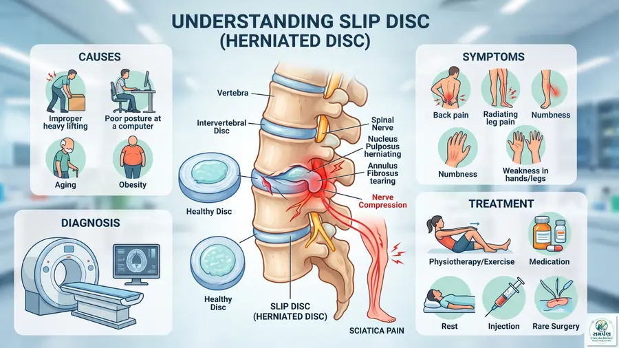 સ્લિપ ડિસ્ક (Slip Disc) શું છે અને તેની સારવાર