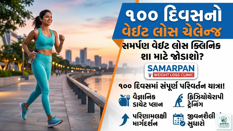 ૧૦૦ દિવસનો વેઇટ લોસ ચેલેન્જ (100 Days Weight Loss Challenge) - સમર્પણક્લિનિક સાથેજોડાઓ!