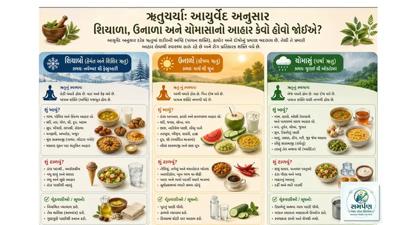 ઋતુચર્યા: આયુર્વેદ અનુસાર શિયાળા, ઉનાળા અને ચોમાસાનો આહાર કેવો હોવો જોઈએ?