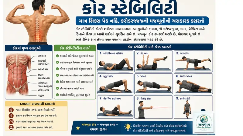કોર સ્ટેબિલિટી (Core Stability): માત્ર સિક્સ પેક નહિ, કરોડરજ્જુની મજબૂતીની કસરતો.