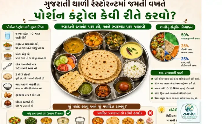 ગુજરાતી થાળી રેસ્ટોરન્ટમાં જમતી વખતે પોર્શન કંટ્રોલ (Portion Control) કેવી રીતે કરવો?