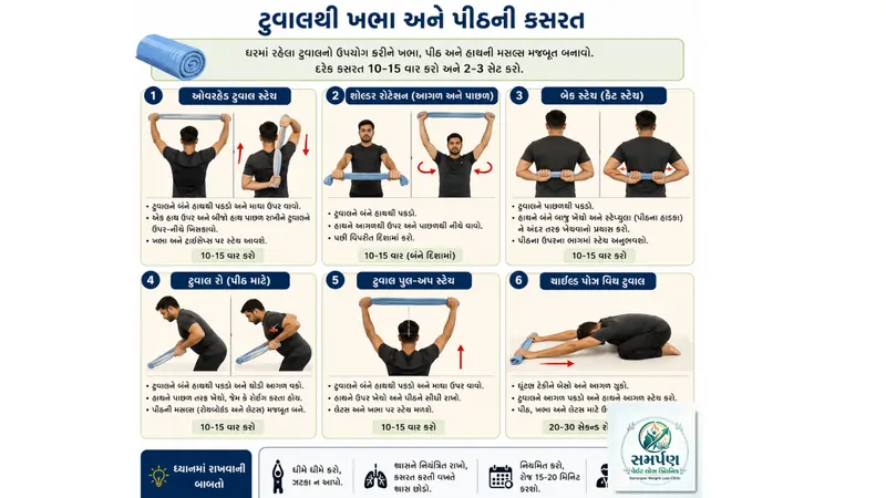 ઘરમાં રહેલા ટુવાલનો ઉપયોગ કરીને ખભા અને પીઠની કસરત કેવી રીતે કરવી?