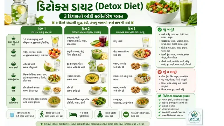 ડિટોક્સ ડાયટ (Detox Diet): ૩ દિવસનો બોડી ક્લીન્ઝિંગ પ્લાન.