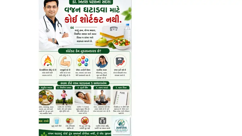 . ડૉ. નિતેશ પટેલનો સંદેશ: "વજન ઘટાડવા માટે કોઈ શોર્ટકટ નથી."