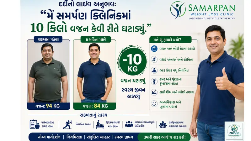 દર્દીનો લાઈવ અનુભવ: "મેં સમર્પણ ક્લિનિકમાં ૧૦ કિલો વજન કેવી રીતે ઘટાડ્યું."