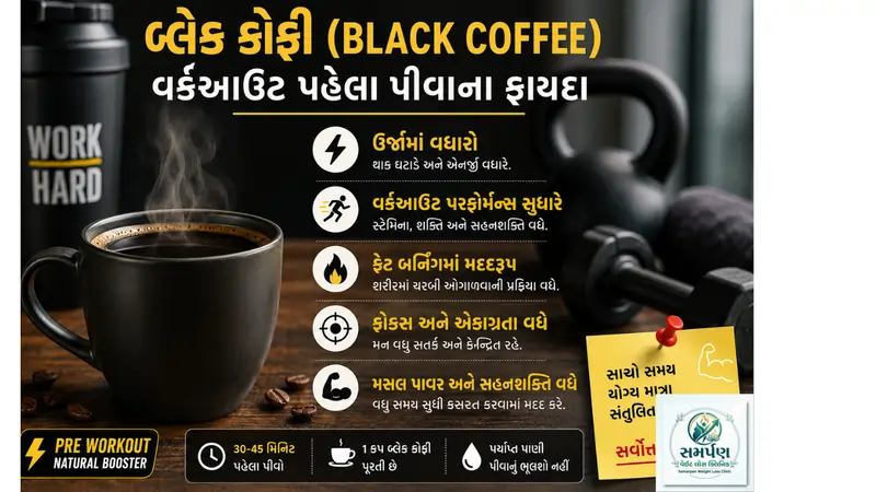 બ્લેક કોફી (Black Coffee): વર્કઆઉટ પહેલા પીવાથી થતા ફાયદા.