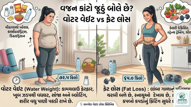 વજન કાંટાનો કાંટો ન હલે તો નિરાશ ન થાઓ: વોટર વેઇટ vs ફેટ લોસ.