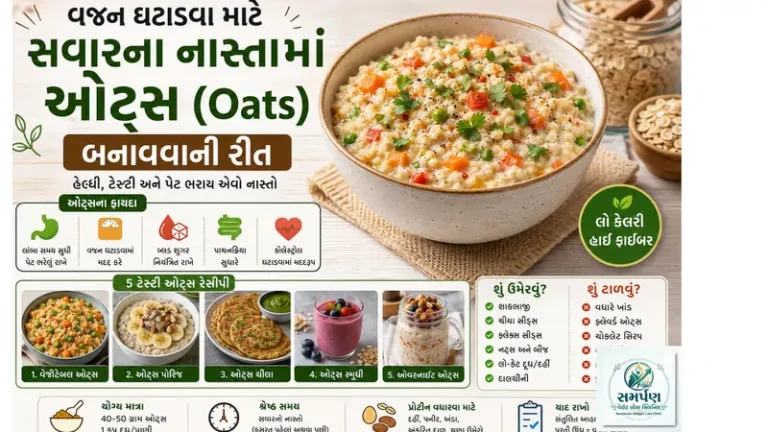 વજન ઘટાડવા માટે સવારના નાસ્તામાં ઓટ્સ (Oats) બનાવવાની રીત.