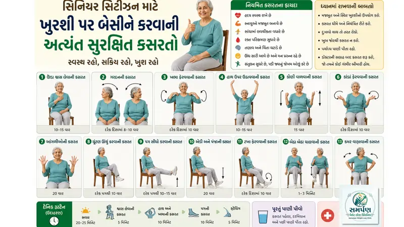 સિનિયર સિટીઝન માટે ખુરશી પર બેસીને કરવાની અત્યંત સુરક્ષિત કસરતો.