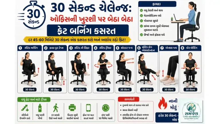 ૩૦ સેકન્ડ ચેલેન્જ: ઓફિસની ખુરશી પર બેઠા બેઠા ફેટ બર્નિંગ કસરત