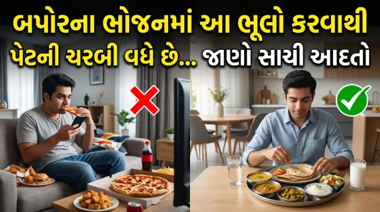 બપોરના ભોજનમાં આ ભૂલો કરવાથી પેટની ચરબી વધે છે જાણો સાચી આદતો