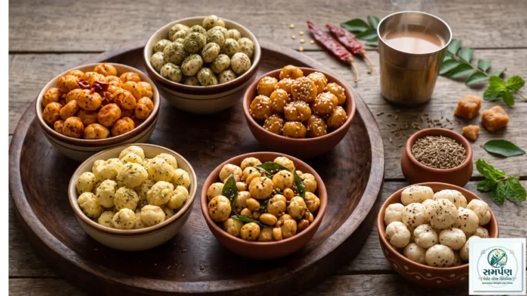 . સાંજના નાસ્તા માટે રોસ્ટેડ મખાના (ફૂલેલા કમળના બીજ) ની વિવિધ ફ્લેવર્સ
