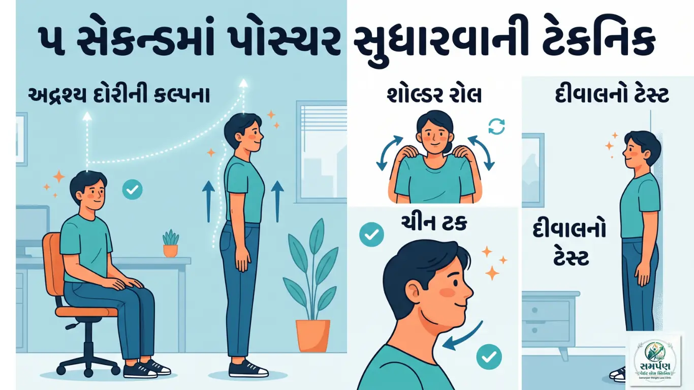 ૫ સેકન્ડમાં પોસ્ચર સુધારવાની ટેકનિક.